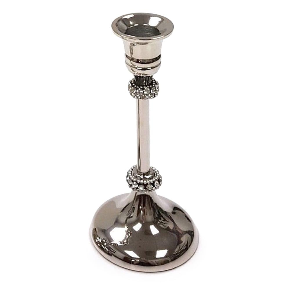 Heim Concept 71031 Elegance Taper Candle Holder with Chatons, 6.5", Silver