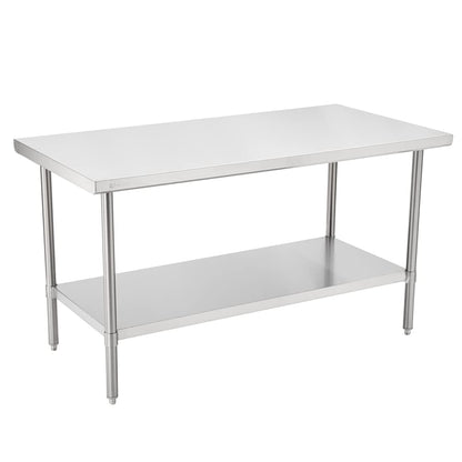Restaurantware-Kitchen Tek 60x30 Inch Stainless Steel Table,1 Commercial Work Table - Galvanized Legs & Undershelf,Adjustable Feet,Stainless Steel 304 Metal Table,Great For Food Prep,For Home Or Hotel