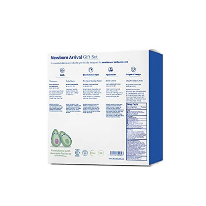 Mustela Newborn Arrival Gift Set - Baby Skincare & Bath Time Essentials - Natural & Plant Based - 5 Items Set