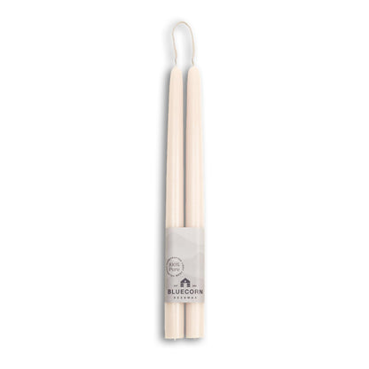 Bluecorn Beeswax Taper Candles, 100% Pure Natural Bees Wax, Pair of 12 Inch Ivory White Tapered Candlesticks, Clean Burning & Dripless, Fragrance Free, Long Lasting, Home Decor, American Made, 1 Count