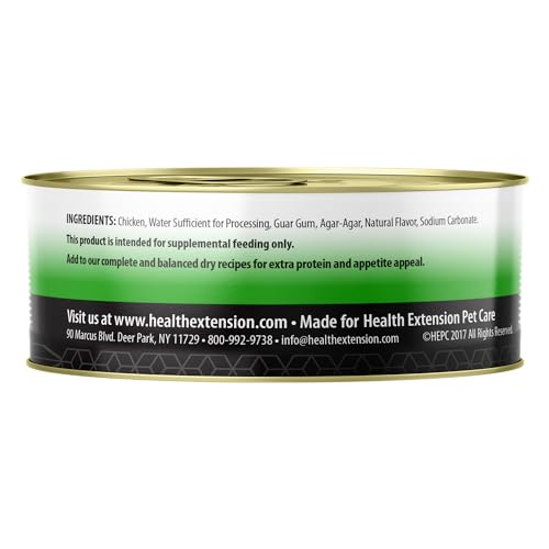 Health Extension 95% Chicken Entrée Wet Dog Food Grain-Free – 5.5 oz – Protein-Rich Formula, Hydration Support, Ideal for Sensitive Stomachs (Case of 24 Cans)