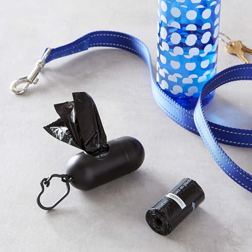 Amazon Basics Dog Poop Bags with Dispenser, 300 Count, Enhanced for Guaranteed Leakproof, Unscented, Includes Leash Clip