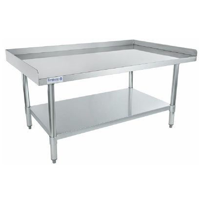 Empura 48" x 30" Stainless Steel Equipment Stand | Commercial Prep Work Table for Kitchen Garage | 2" Backsplash, Galvanized Undershelf Legs, 750 lbs Capacity, 48" W x 30" D x 25.5" H, 18 Gauge, NSF