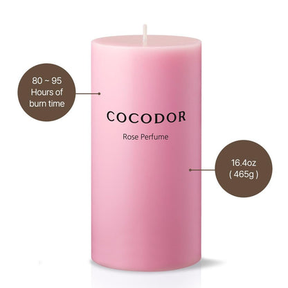 COCODOR Scented Pillar Candles, 3x6 Inch, April Fresh, Candle Set of 3, Long Buring 85 Hours, Candles for Weddings, Party, Dinner, Home Decor.