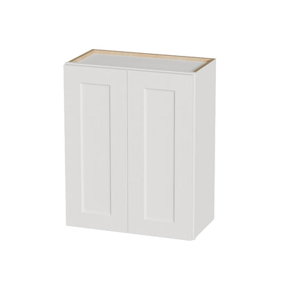 Kisart Laundry Room Cabinets Wall Mounted with Doors & Shelves, Solid Wood RTA Medicine Storage Cabinet, 24Wx30Hx12D Inch White Shaker Hanging Cupboard, Space-Saving for Kitchen, Bathroom, Garage