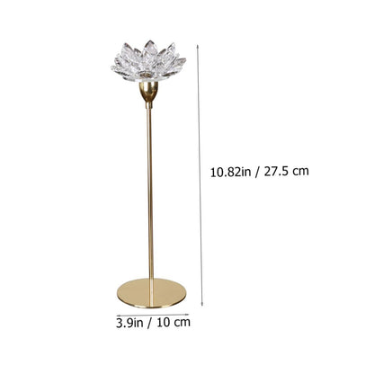 JOINPAYA Crystal Lotus Candlestick Holder Metal Candle Stand Small Gold Decorative Candle Stick for Wedding Dining Room Centerpiece