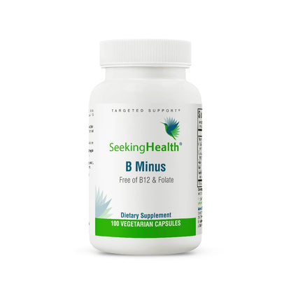 Seeking Health B-Minus, Vitamin B Complex to Support Methylation, MTHFR Support, Methyl-Free, Niacin, Biotin Supplement for Women, Vegetarian Capsules (100 Capsules)*
