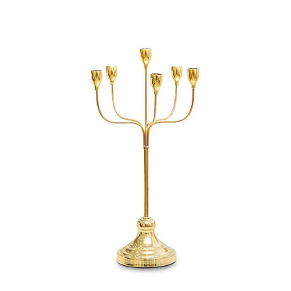 Candlestick Holders Gold Candle Holders, 6-Arms Tapered Candle Holder, Metal Candlestick Holder for Wedding, Party, Decorative Centerpieces, Home Decor Candle Holders