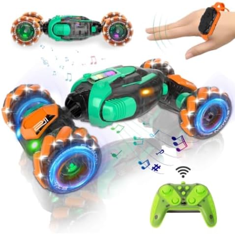Gesture Sensing RC Stunt Car - Boys Toys Age 6-8-12 360° Rotating 4WD Hand Controlled Remote Control Twist Car with Light &amp Music Cool Toys and Ideas Gifts for Children Age 7 9 10 11 12 Years Ol