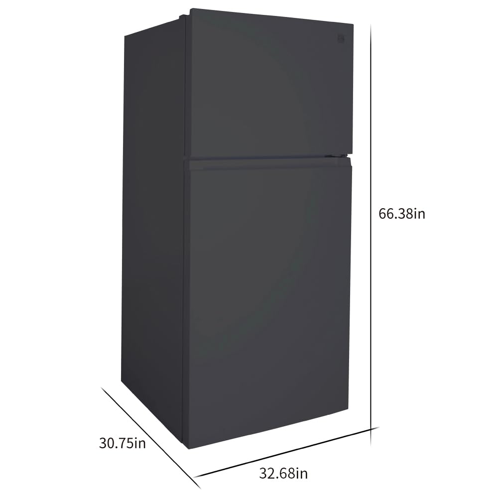Kenmore 33 in. 20.5 cu. ft. Capacity Refrigerator/Freezer with Full-Width Adjustable Glass Shelving, Humidity Control Crispers, ENERGY STAR Certified, Black