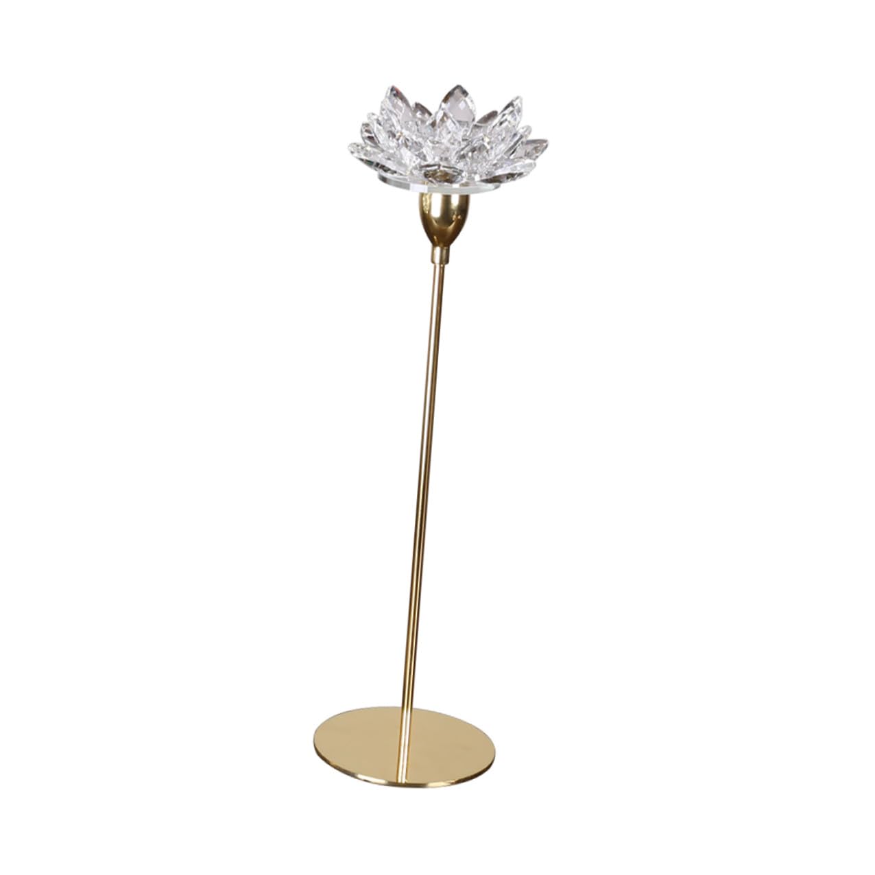 Beavorty Crystal Lotus Metal Candlestick Holder Small Gold Wedding Candle Stand Decorative Dining Room Candle Stick Holder
