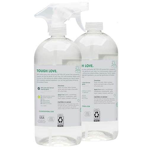 Better Life All Purpose Cleaner - Multipurpose Home and Kitchen Cleaning Spray for Glass, Countertops, Appliances, Upholstery & More - Multi-surface Spray Cleaner - 32oz (Pack of 2) Unscented