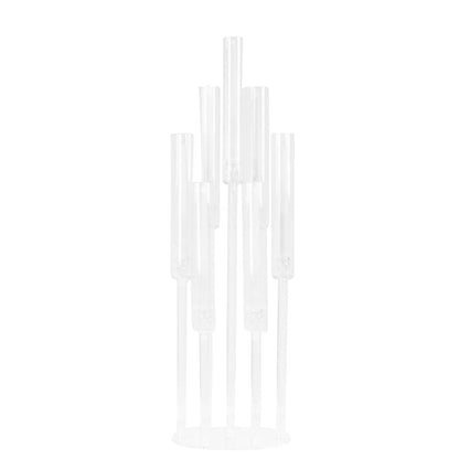 Efavormart 7 Arm Clear Acrylic Cluster Round Taper Candle Holder Candelabra, Pillar Candle Stick Stand with Circular Base - 33" Tall