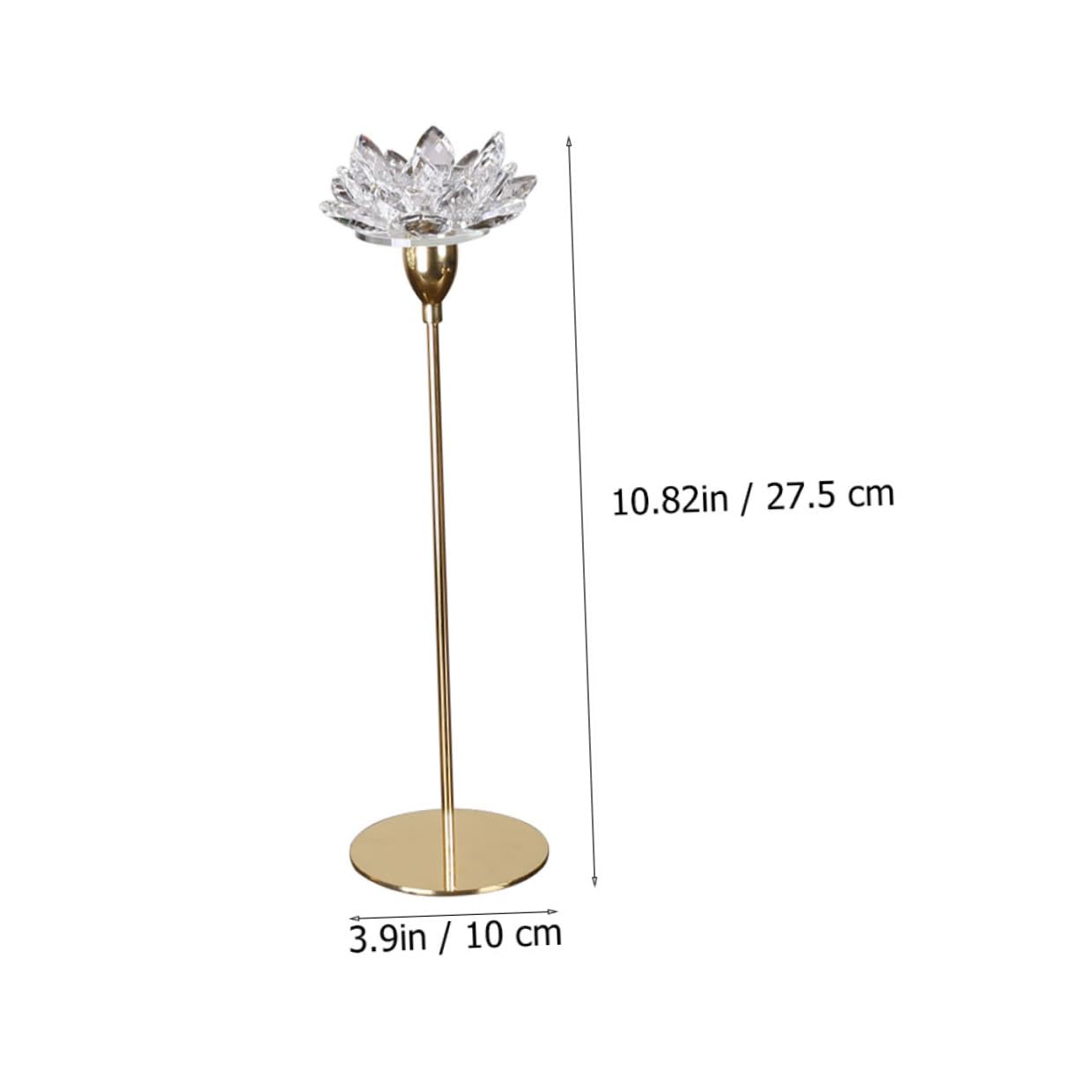 VOSAREA Crystal Lotus Candleholder Metal Candlestick Ornament Small Gold Decorative Candle Stick Holder for Wedding Table Centerpiece Home Décor
