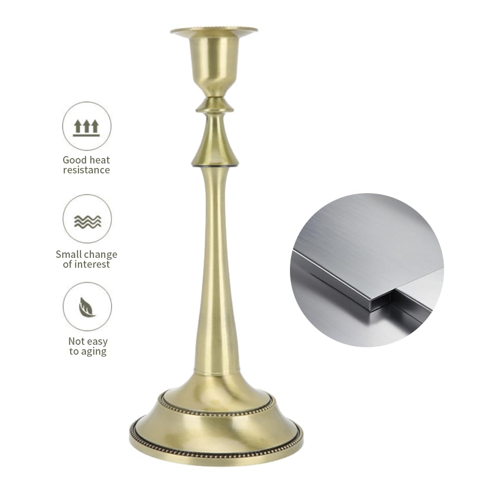 MOUMOUTEN Candelabra,2Pcs 1 Arm Bronze Candlestick Holder Length 25cm Decorative Ambience Ornament for Home,Wedding, Restaurant and Other Occasions
