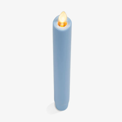 Luminara Flameless Candle Taper (1" x 9.5") Melted Top Real Wax Unscented Remote Ready Timer (Airy Blue)
