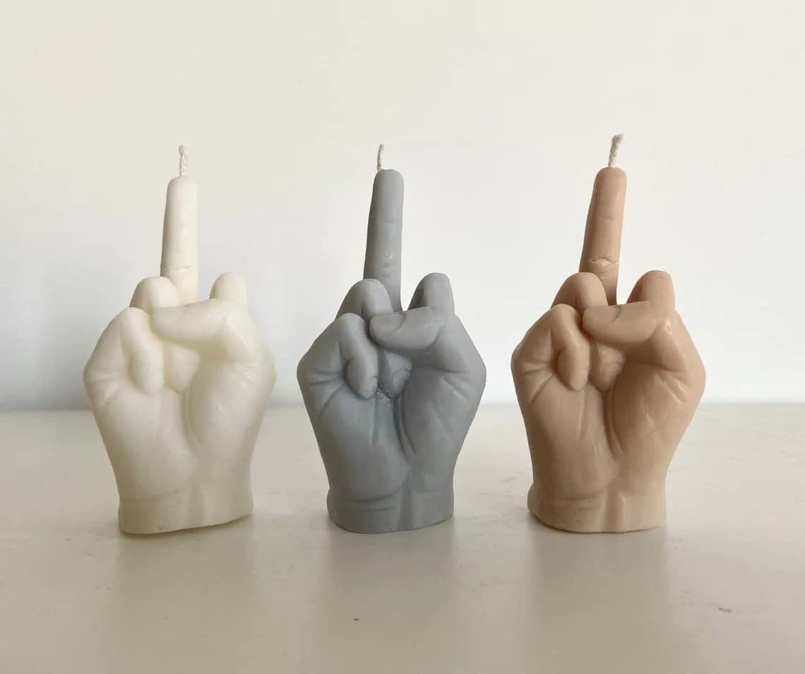 Middle Finger Candle, Homemade soy candle, Hand Fuck Candle, Teen Room Decor Candle, Funny Aeshetic Candle, Hippie Candle (White, WITHOUT SCENT)