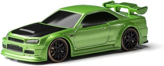 Turbo Racing 1:76 Scale Drift RC Car Table Racing 2.4GHZ Remote Control Mini Model Car with Gyro Full Proportional RTR for Adults Toys (C64-Green)