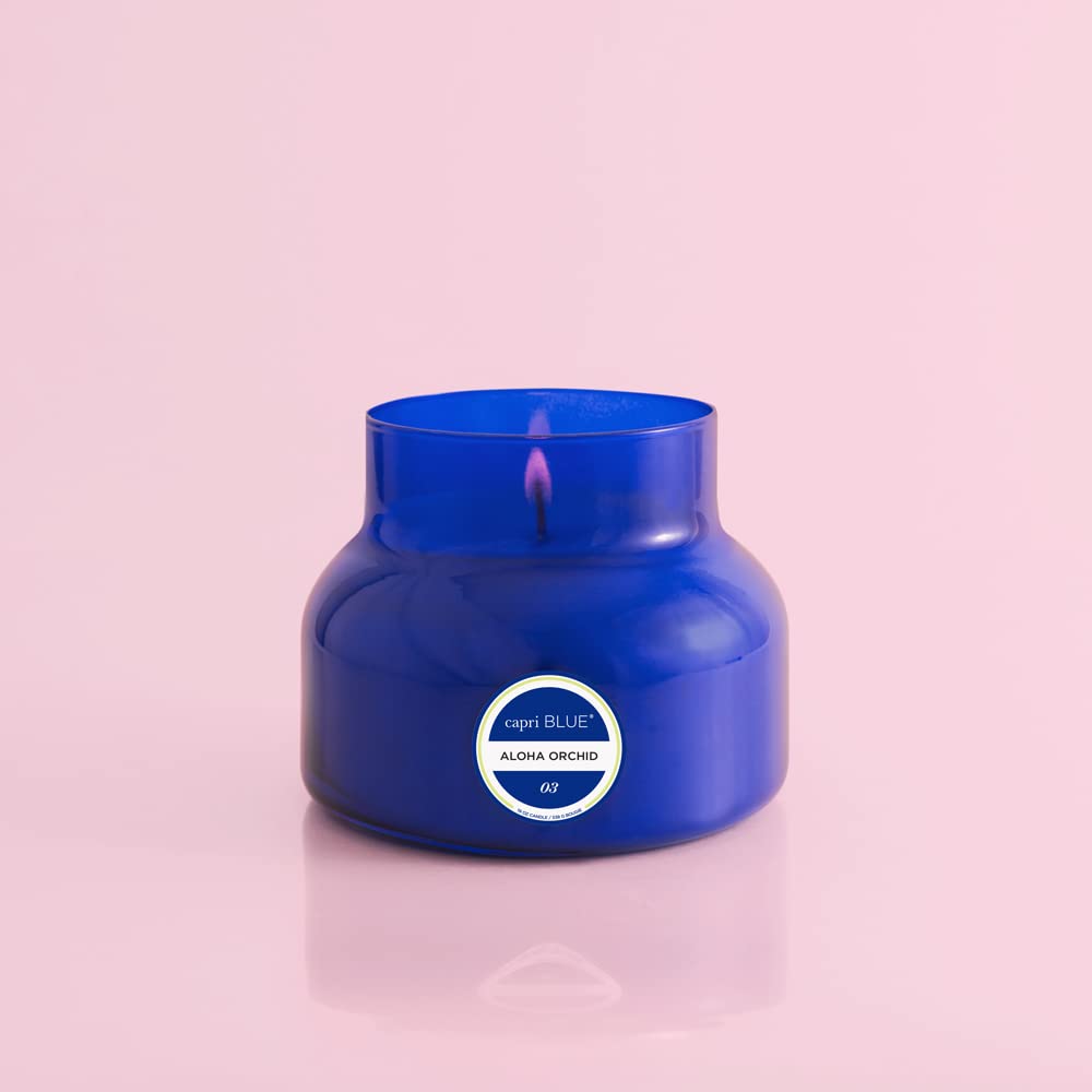 Capri Blue Signature Jar Candles - Long Lasting Soy Wax Blend - Luxury Tropical Scented Candles - Comes in Blue Decorative Glass Jar (Aloha Orchid, 19 oz)