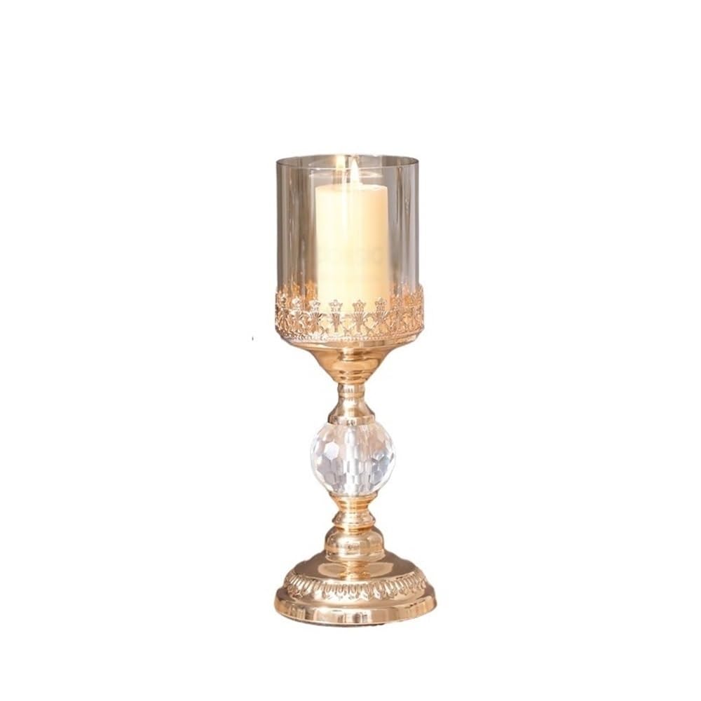 Candlestick Holders Light Luxury Gold Tall Candlestick Metal Glass Dinner Table Decoration Candle Holder Candle Holders(Large)