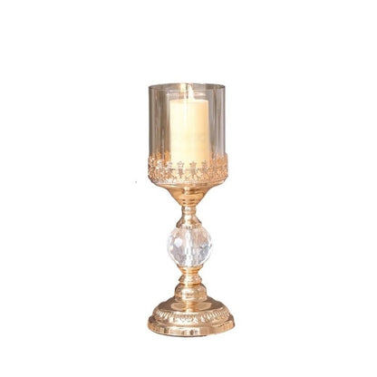 Candlestick Holders Light Luxury Gold Tall Candlestick Metal Glass Dinner Table Decoration Candle Holder Candle Holders(Large)