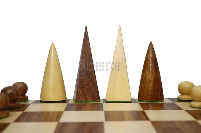 Reproduced Man Ray Wooden Chess Set Pieces in Golden Rosewood/Natural Boxwood