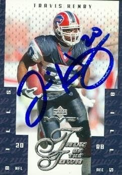 Sports Memorabilia Travis Henry Autographed Football Card (Buffalo Bills) 2003 Upper Deck MVP No.TT-57
