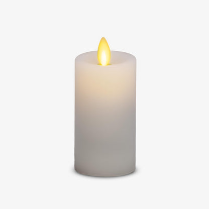 Luminara Classic Slim Flameless LED Candle, White 2" x 4.25", Battery Operated Moving Flame Pillar w/Timer, Safe Realistic Wax Candle, Home Decor