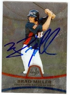 Sports Memorabilia Autograph Warehouse 244924 Brad Miller Autographed Baseball Card - Tampa Bay Rays Star 2010 Topps Bowman Chrome - No. PP42 Team USA Rookie