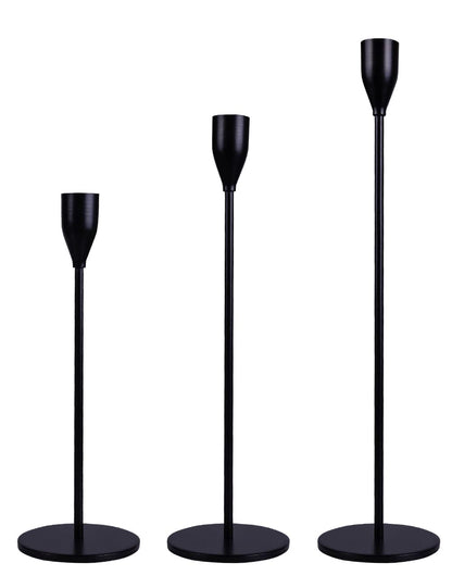 Candle Holder Black Candlestick Holders Set of 3 for Taper Candles, Matte Metal Candle Holders for Wedding Anniversary Party Mother's Day Dining Table Centerpiece Home Decoration