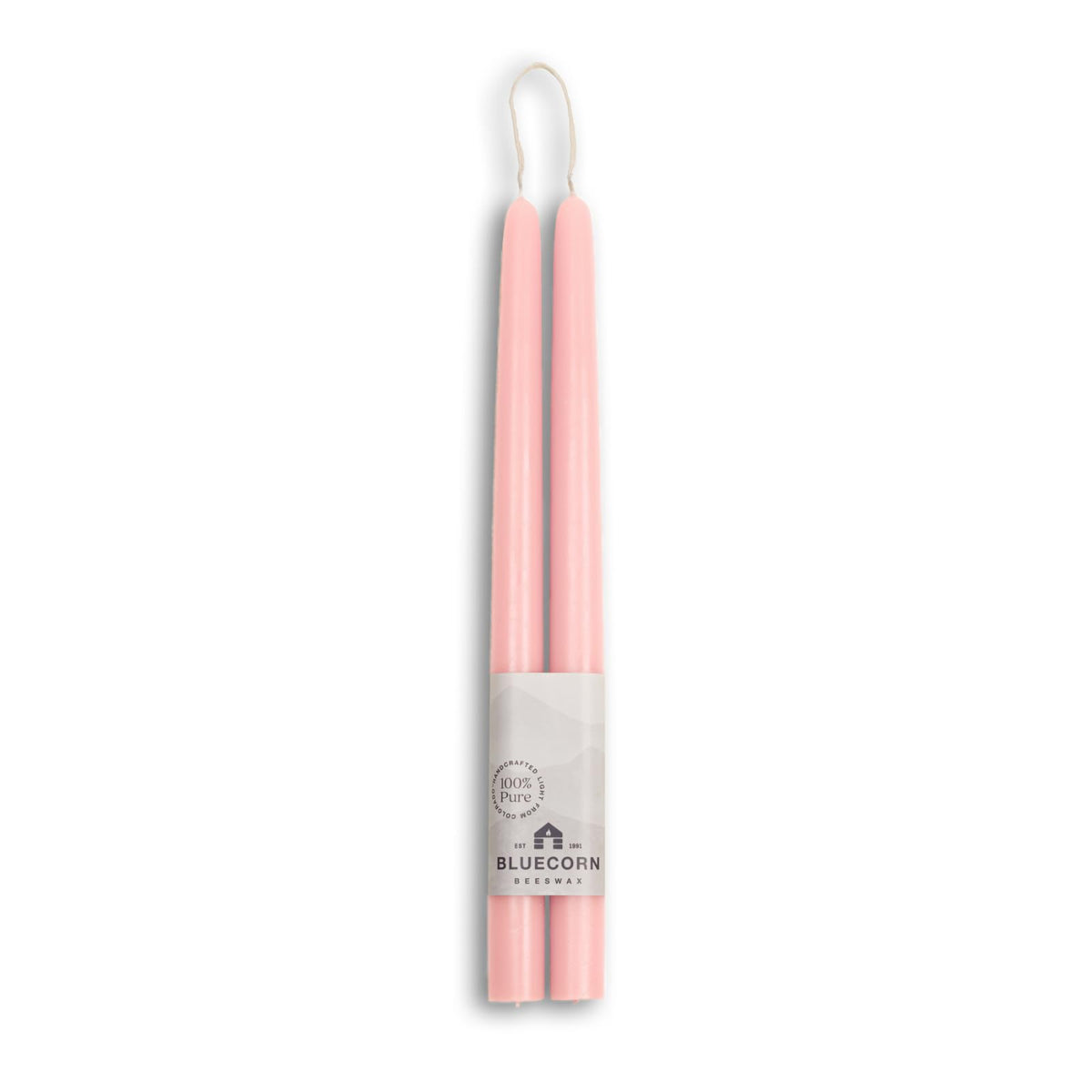 Bluecorn Beeswax Taper Candles, 100% Pure Natural Bees Wax, Pair of 12 Inch Light Pink Tapered Candlesticks, Clean Burning & Dripless, Fragrance Free, Long Lasting, Home Decor, American Made,1 Count