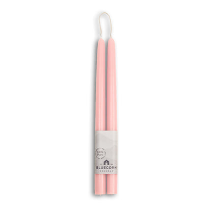 Bluecorn Beeswax Taper Candles, 100% Pure Natural Bees Wax, Pair of 12 Inch Light Pink Tapered Candlesticks, Clean Burning & Dripless, Fragrance Free, Long Lasting, Home Decor, American Made,1 Count