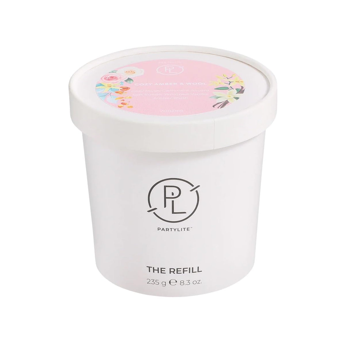 PartyLite Cozy Amber & Wool Scented Candle Refill, Notes of Whipped Vanilla & Soft Suede with Cozy Musk, 10oz 1-Wick Aromatherapy Candle, Upto 40 Hours of Luxury Fragrance, Sustainable Premium Soy Wax