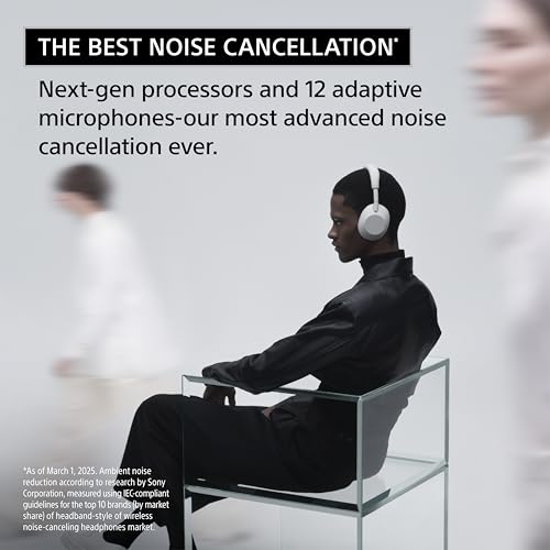 Sony WH-1000XM6 The Best Noise Canceling Wireless Headphones, HD NC Processor QN3, 12 Microphones, Adaptive NC Optimizer, Mastered by Engineers, Studio-Quality, 30-Hour Battery, Black