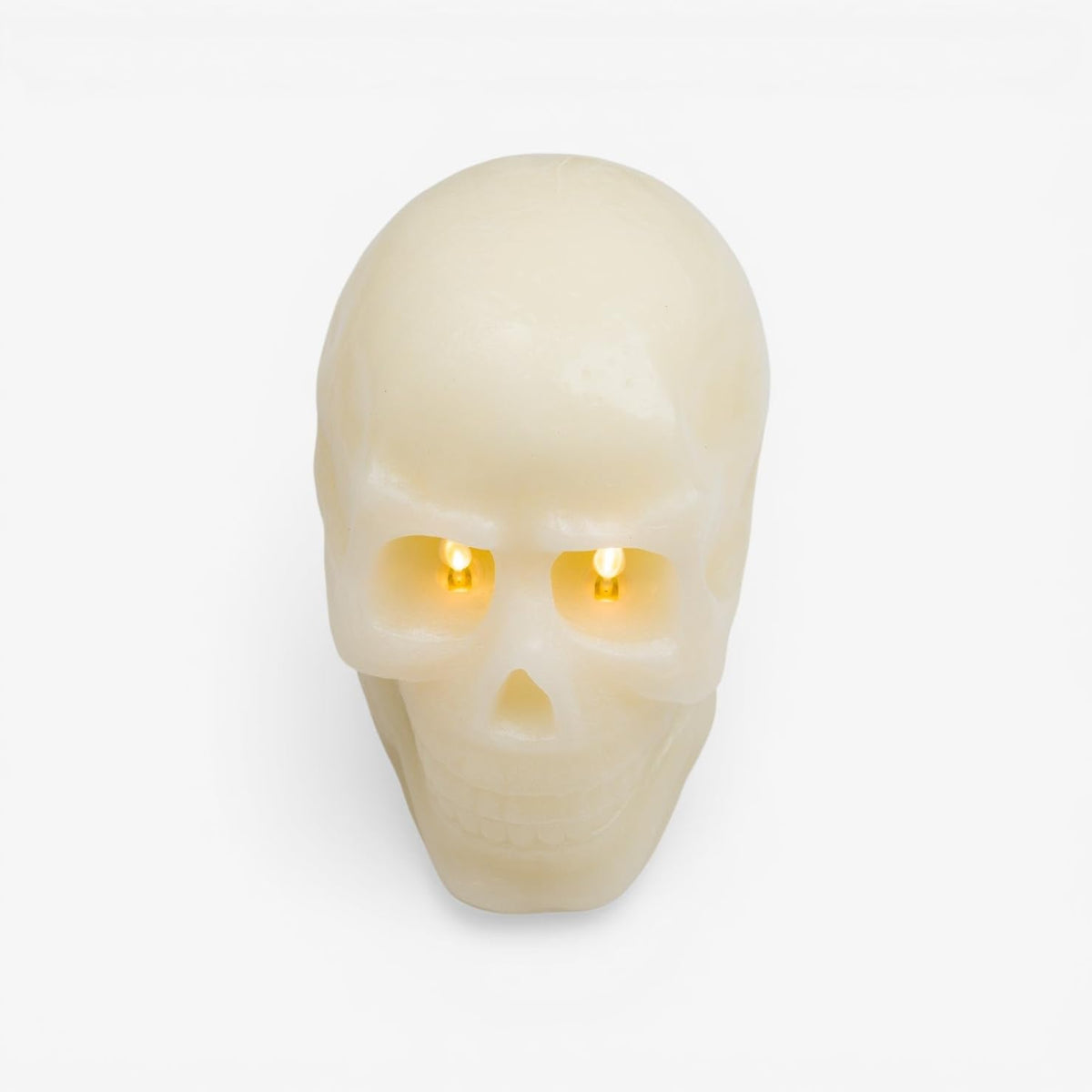 Luminara EXC COL Flameless Moving Flame Ivory Skeleton Skull with Dual Flames Figural Real Wax LED Candle, Unscented, Timer