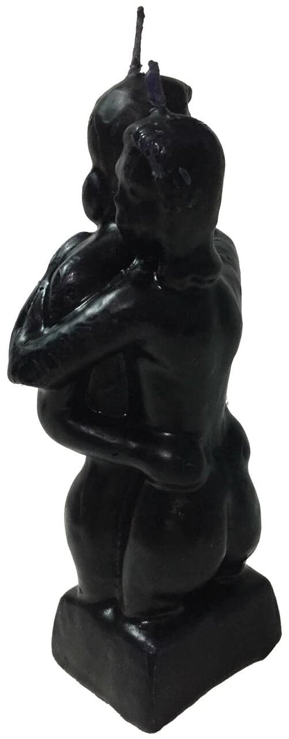 Adam & Eve - Love Ritual Candle: Couple Hugging Image - Fall in Love - 5 inches (Black)