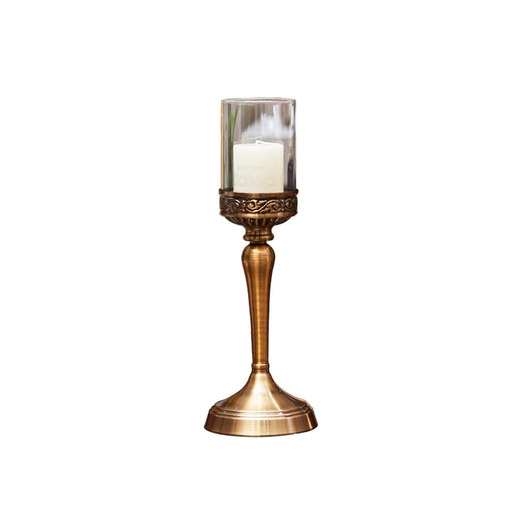 UWYTGF Candle Stands European-Style Candlestick Ornaments Luxury Candle Holder Wedding Wedding Props Romantic Candlelight Dinner Jewelry Candlestick Holder for Candlelight Dinne,One Color,Brass