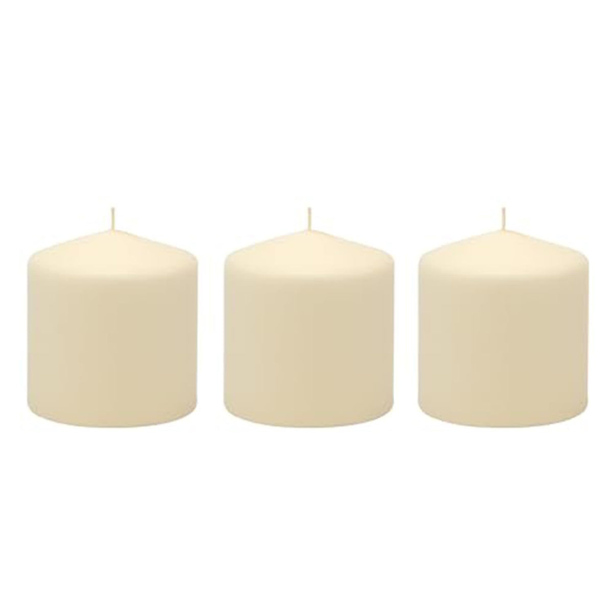 Stonebriar Unscented Pillar Candles – 18 Hour Burn Time, Long-Lasting Wax Candles for Weddings, Holidays, Home Décor & Special Events, Pack of 3, Ivory, 3" x 3"