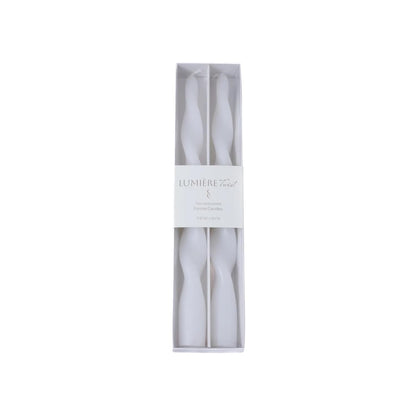 Zodax Lumière Twist Formal Candles 10" Set of 2 (White)