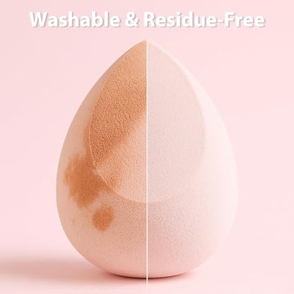 Makeup Sponge Set Foonbe Blender Sponges 7 Pcs for Liquid, Cream, and Powder, Latex Free, Multi colored Beauty Sponges with 1 Mini Sponge, Vegan & Cruelty-Free