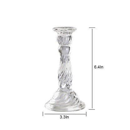 Clear Glass Taper Candle Holders, Clear Crystal Glass Candlesticks Holders for Fancy Table Decor Wedding Celebration Centerpiece Taper Candles Holder 6.4" Tall, Pack 2