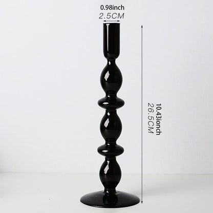 Candle Holder Modern Black Glass Candle Holder Table Top Candle Holder Ornament Suitable for Dinner Living Room Kitchen Dining Room Centerpiece Table Decorations