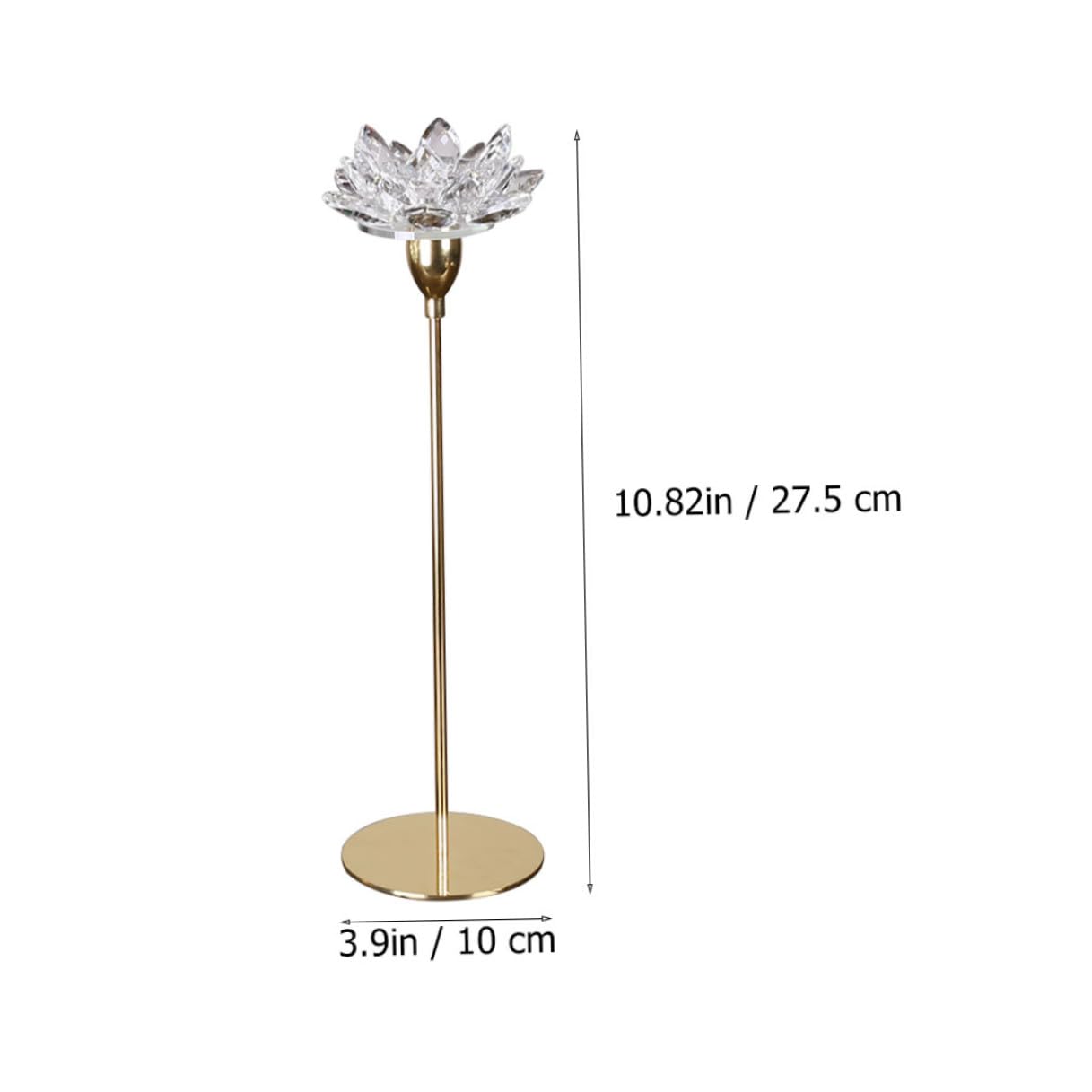 Beavorty Crystal Lotus Metal Candlestick Holder Small Gold Wedding Candle Stand Decorative Dining Room Candle Stick Holder