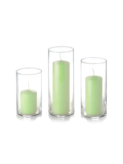 yummi Set of 36 Slim Pillars and Cylinder Vases - Mint
