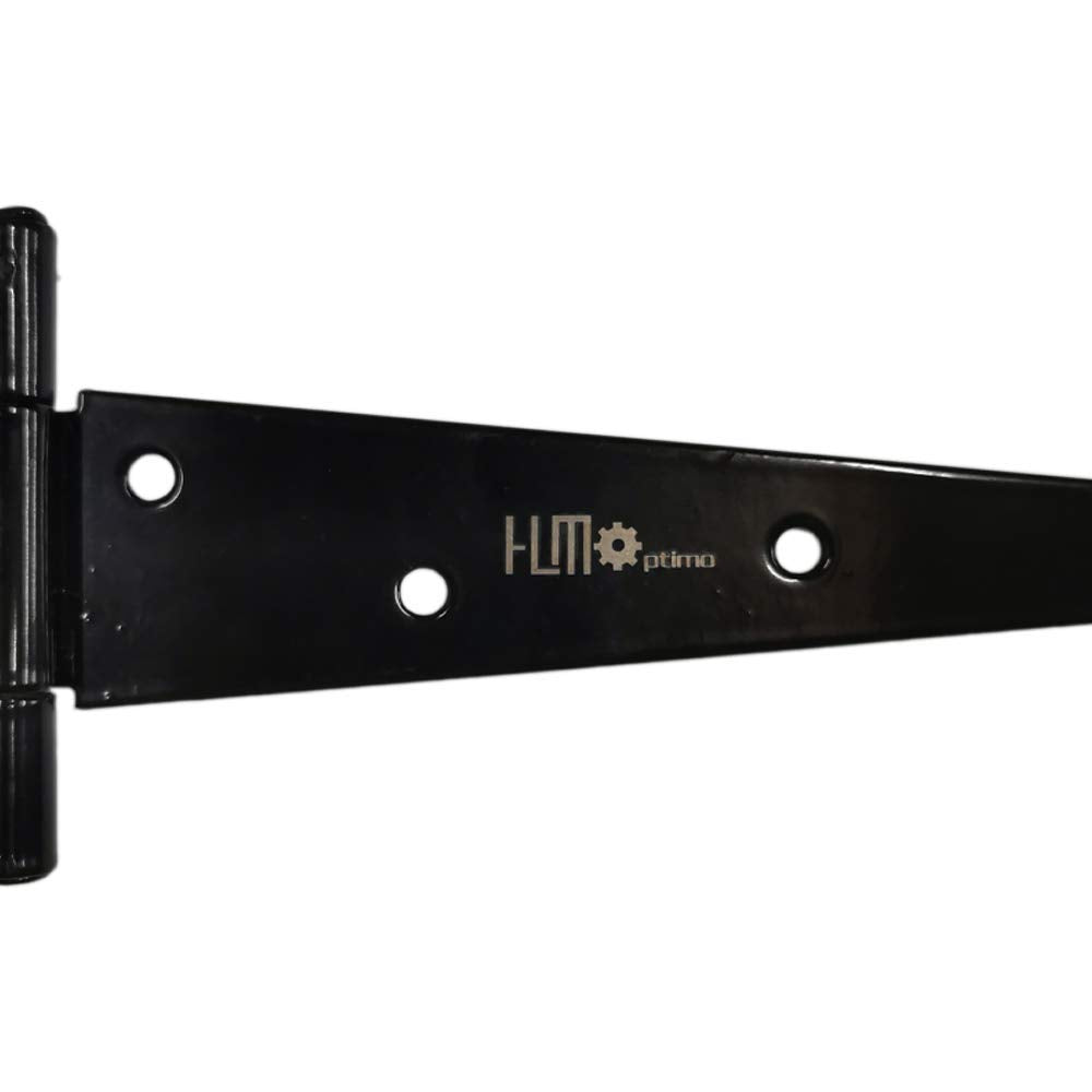 HLMOptimo Heavy Duty T Hinge Tee Hinge T Strap Hinge Shed Hinge Gate Hinge Barn Hinge Fence Hinge Door Hinge Wrought Rustproof All Size Black (6 pcs, 6 inch