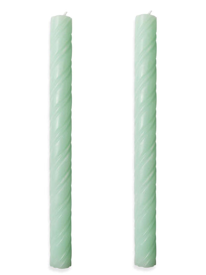 10in Spiral Taper Candles Set of 2 Pack Striped Tapered Candle, Decorative Threaded Candle for Dinner Party Wedding, Kitchen Decors, Christmas, Halloween (Roman Column Light Blue, 10in)
