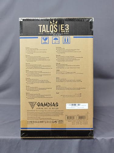 GAMDIAS White RGB Gaming ATX Mid Tower Computer PC Case with Side Tempered Glass Panel and a Magnetic Dust Filter & 3 Built-in 120mm ARGB Fans