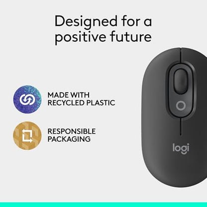 Logitech POP Mouse, Wireless Mouse with Customizable Emojis, SilentTouch Technology, Precision/Speed Scroll, Compact Design, Bluetooth, Multi-Device, OS Compatible - Heartbreaker Rose