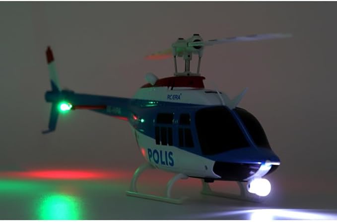 RC ERA C138-PRO Bell-206 Brushless Stabilized 6-Axis Gyroscope 6CH 3D RC Helicopter With Optical Flow Sensor and Upgraded Transmitter - Remote Control Helicopter RTF For Beginner &amp Adults (Blue)
