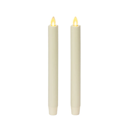 Luminara Set of 2 Moving Flame LED Taper (1x9.75), Flameless Candle, Melted Edge, Smooth Wax, Unscented (White)